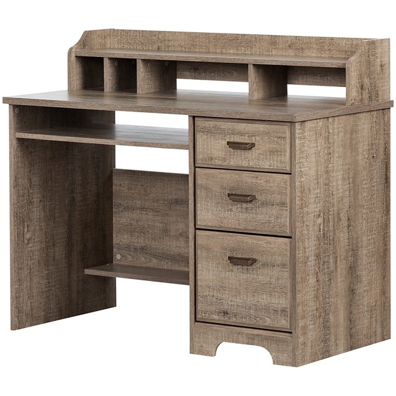 Bowery Hill Computer Desk with Hutch in Weathered Oak