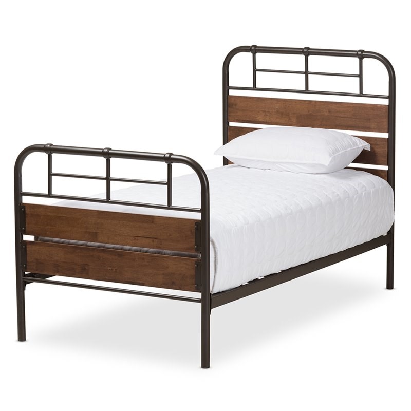 Bowery Hill Twin Platform Bed in Brown and Black