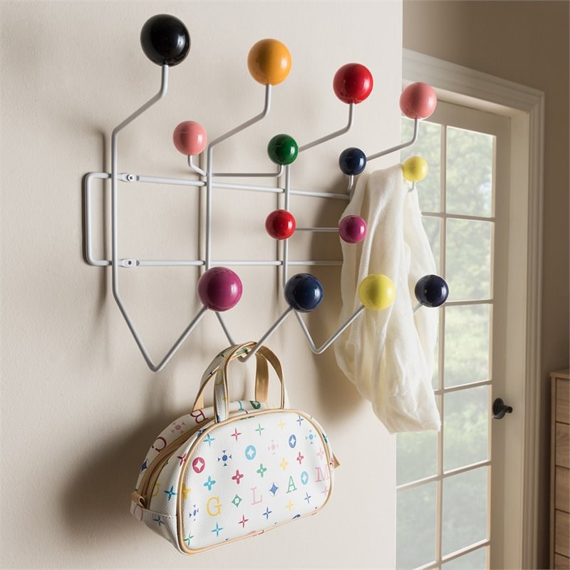 Bowery Hill Wall Mounted Coat Rack in White