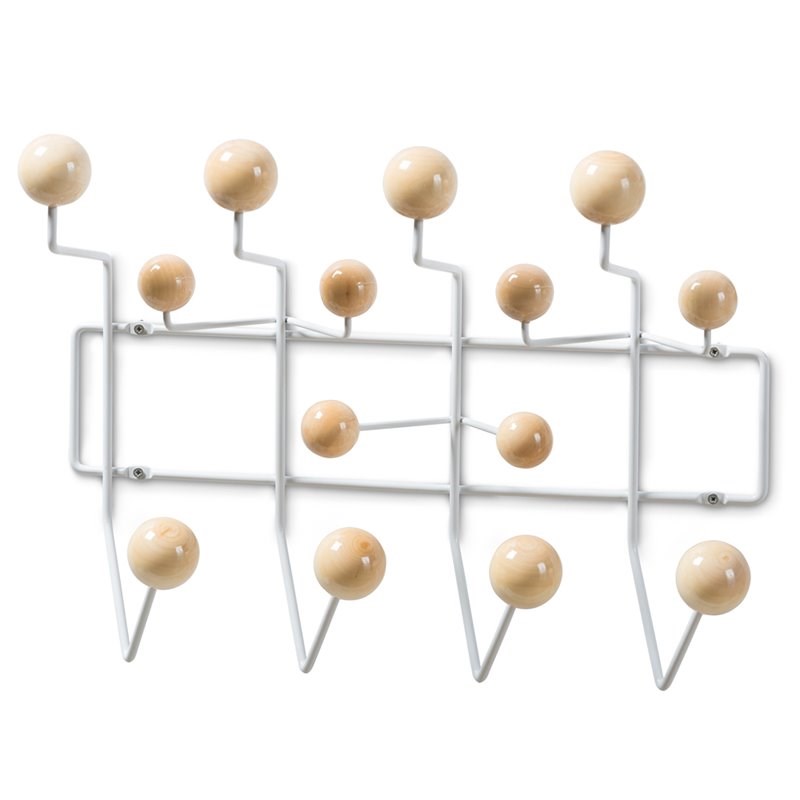 Bowery Hill Wall Mounted Coat Rack in White and Light Brown