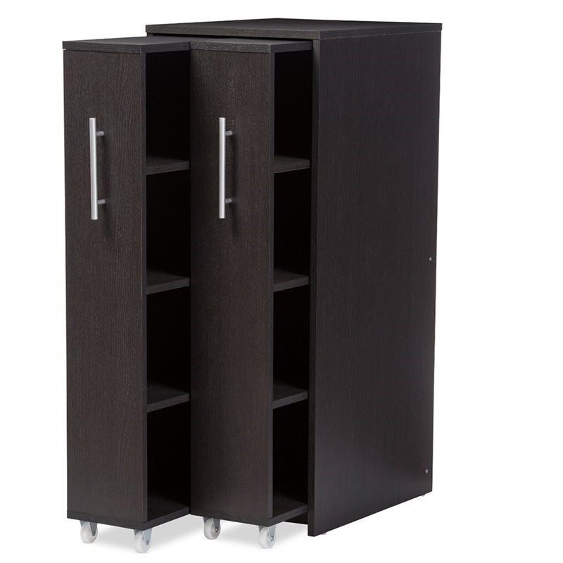 Bowery Hill 2 Pull Out Door Media Storage Cabinet in Brown