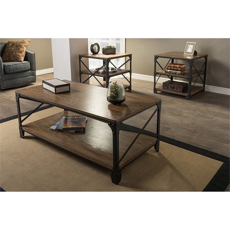 Bowery Hill 3 Piece Coffee Table Set in Antique Bronze