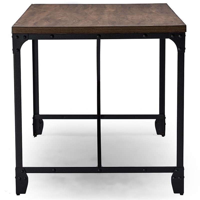 Bowery Hill Writing Desk in Rustic Oak and Antique Bronze