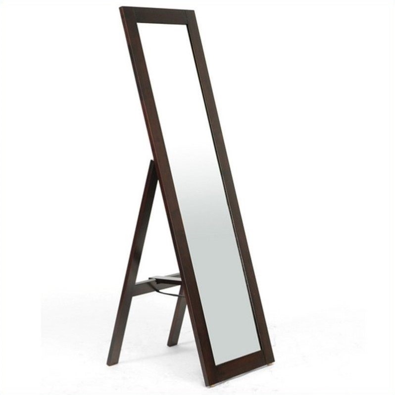 Bowery Hill Contemporary Freestanding Glass Mirror in Dark Brown