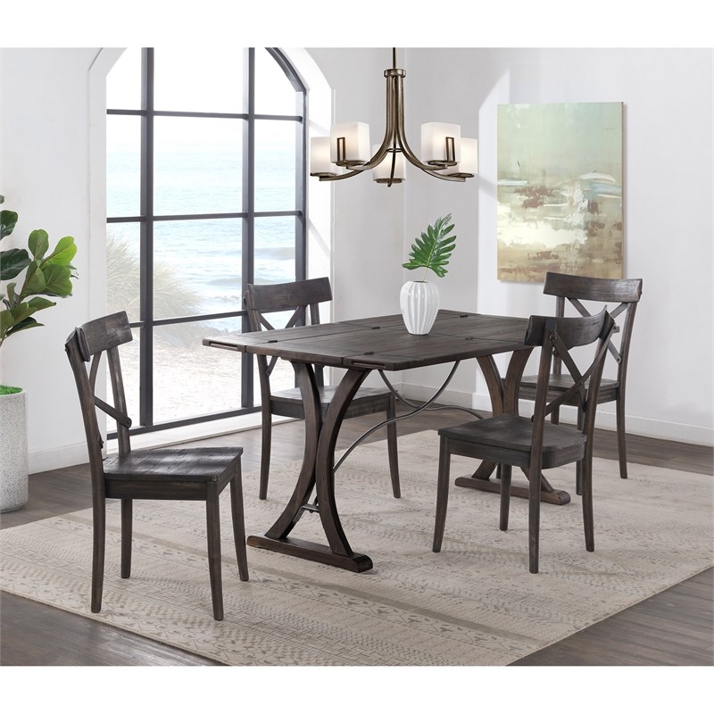 Bowery Hill Rustic Design Folding Top Dining Table