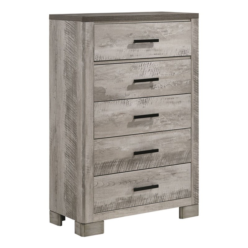 Bowery Hill Contemporary 5-Drawer Chest in Light Gray