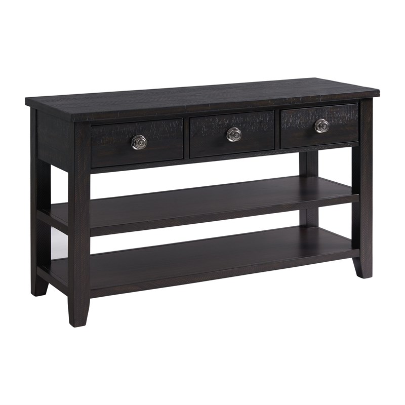 Bowery Hill Contemporary 3-Drawer Sofa Table in Espresso