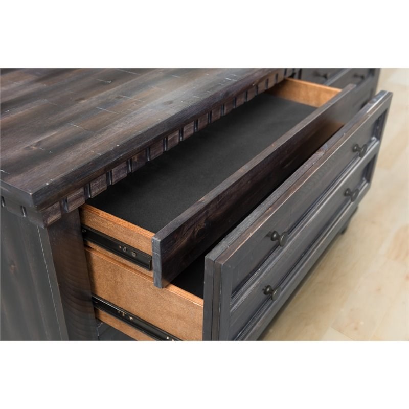 Bowery Hill Modern Solid Acasia Wood Chest in Smokey Gray Oak