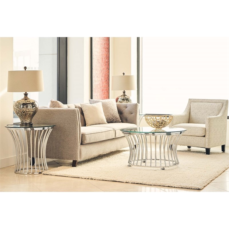 Bowery Hill 3PC Occasional Table Set with Round Coffee Table & Round End Table