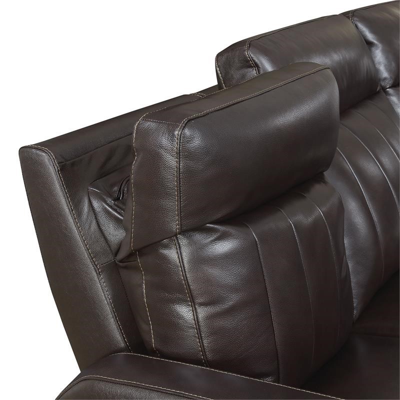 Bowery Hill Contemporary Brown Leather Power Recliner Sofa