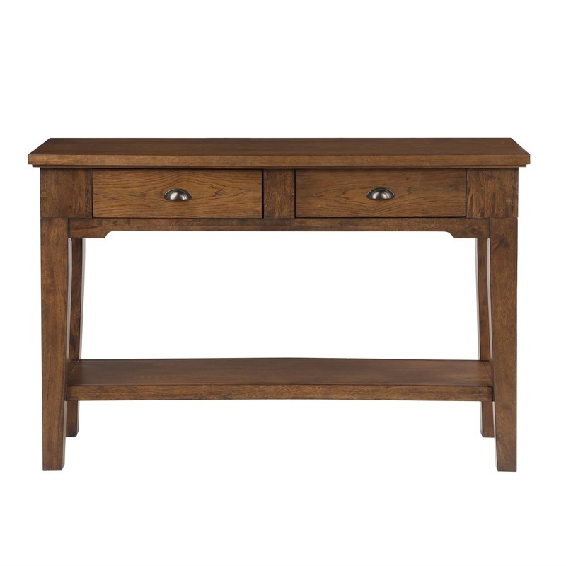 Bowery Hill Contemporary Warm Walnut Brown Wood Serving Table