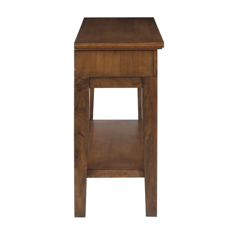 Bowery Hill Contemporary Warm Walnut Brown Wood Serving Table