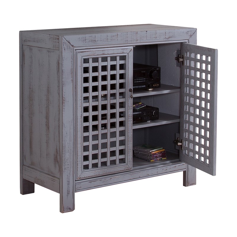 Bowery Hill Traditional Farmhouse Antiqued Gray Wood Accent Cabinet