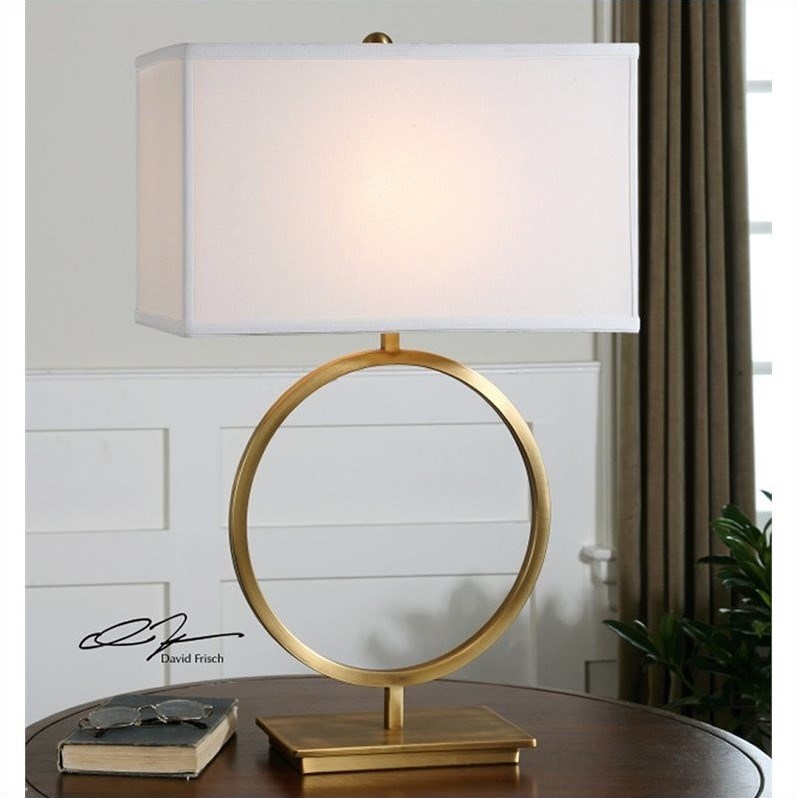 Bowery Hill Modern Circle Table Lamp in Plated Brushed Brass