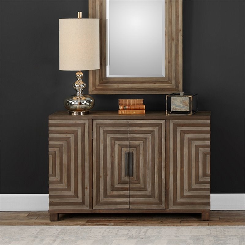 Bowery Hill Modern Geometric Accent Console Table in Natural