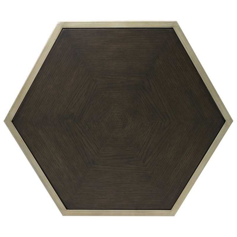 Bowery Hill Contemporary Geometric Accent End Table in Walnut