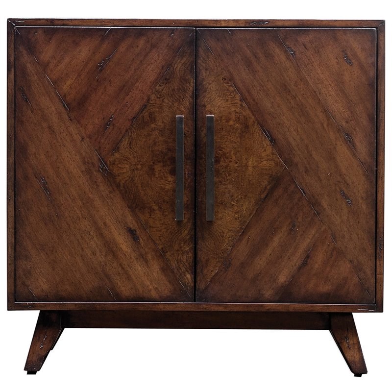 Bowery Hill Modern Accent Cabinet in Mahogany and Antique Brass