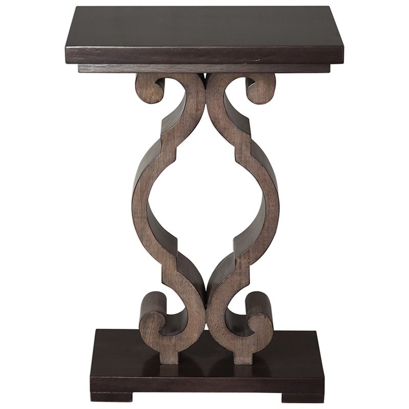 Bowery Hill Contemporary Accent End Table in Ebony and Taupe