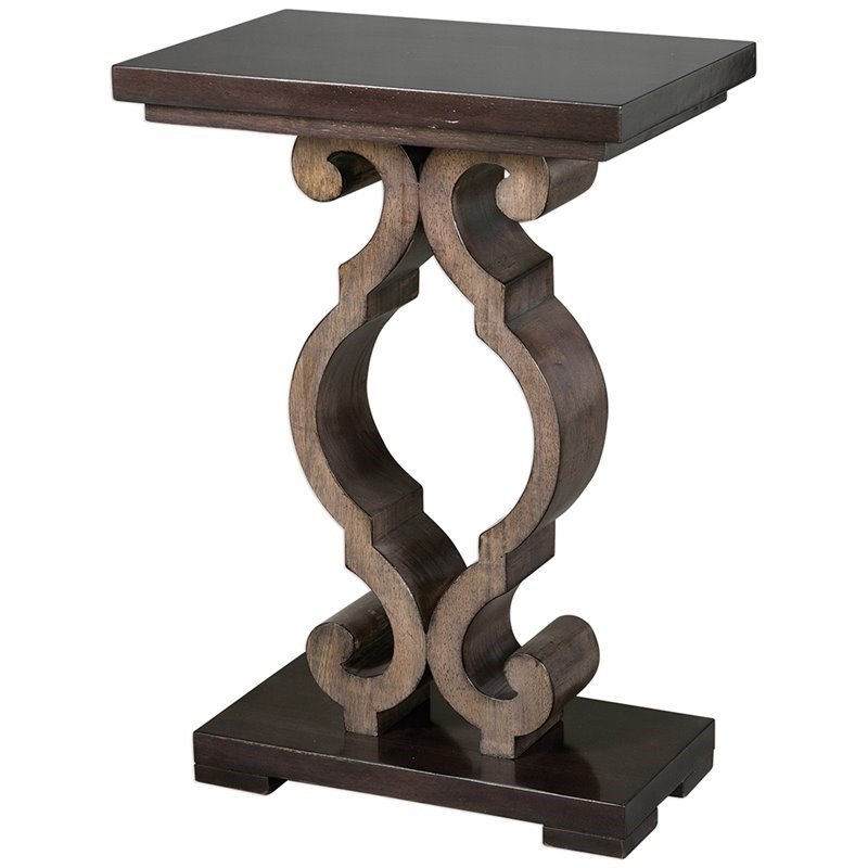 Bowery Hill Contemporary Accent End Table in Ebony and Taupe