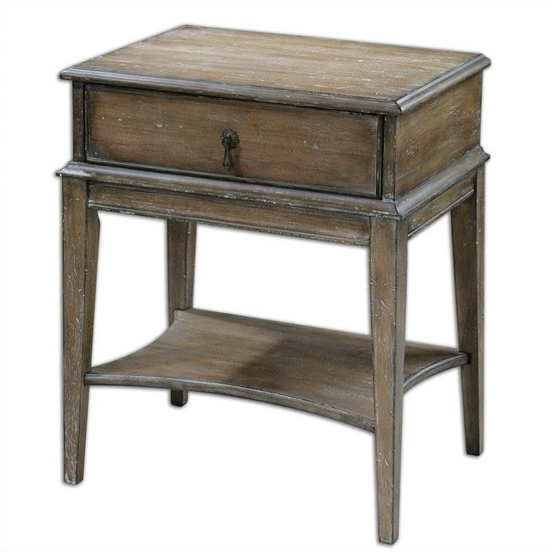 Bowery Hill Contemporary Weathered Pine Accent Table