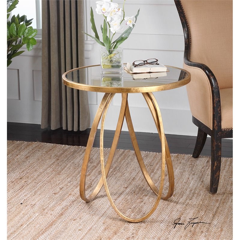 Bowery Hill Contemporary Metal Gold Accent Table