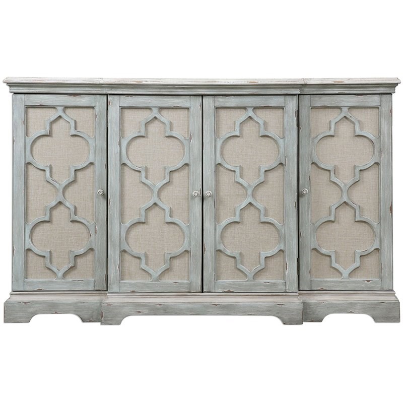 Bowery Hill Contemporary 4 Door Grey Cabinet in Weathered Gray