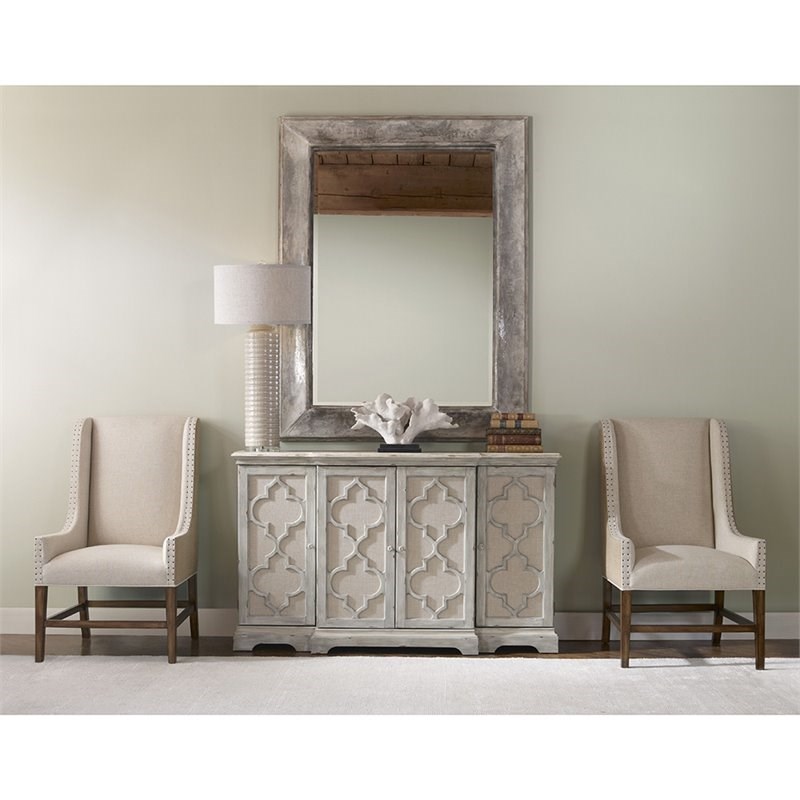 Bowery Hill Contemporary 4 Door Grey Cabinet in Weathered Gray