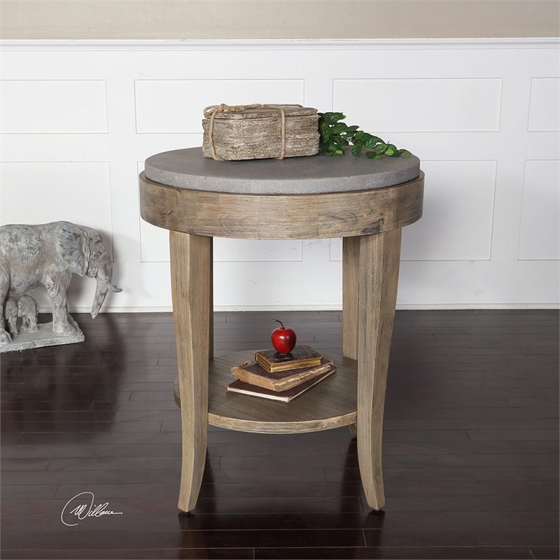 Bowery Hill Contemporary Birch Wood Round Accent Table