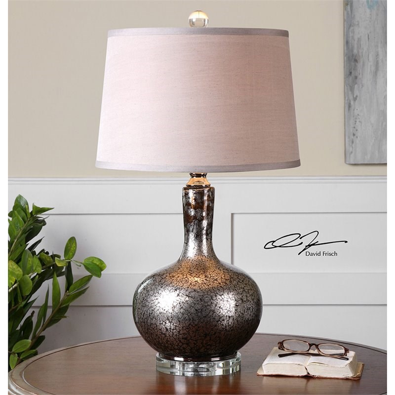 Bowery Hill Contemporary Crystal Gray Glass Table Lamp