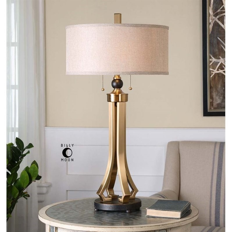 Bowery Hill Contemporary Brushed Brass Table Lamp