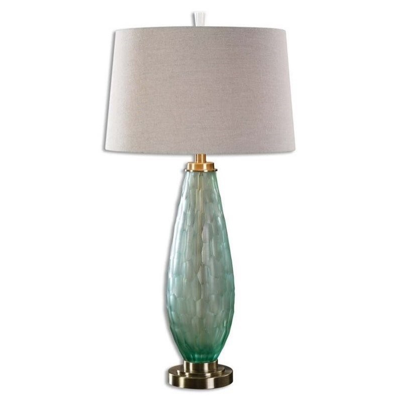 Bowery Hill Contemporary Sea Green Glass Table Lamp