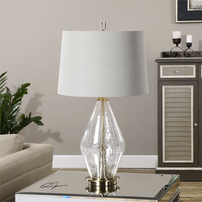 Bowery Hill Crackled Glass Lamp with Plated Brushed Brass