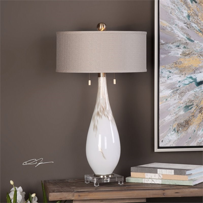 Bowery Hill Contemporary Table Lamp with Gloss White Glass
