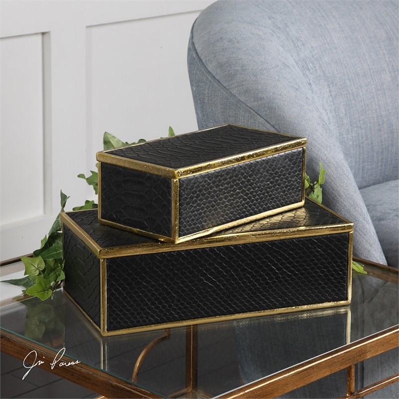 Bowery Hill Contemporary 2 Piece Box Set in Black and Gold
