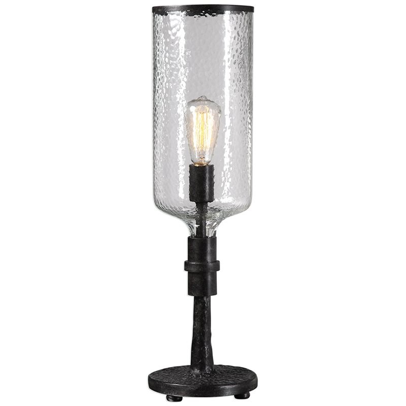 Bowery Hill Contemporary Glass Table Lamp in Rustic Black