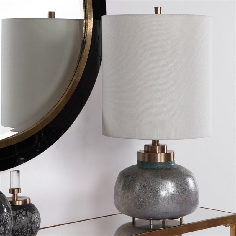 Bowery Hill Contemporary Art Glass Buffet Lamp in Rust Gray