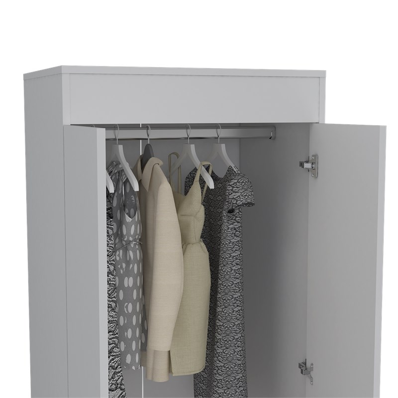 Bowery Hill Contemporary 2 Drawer 2 Door armoire in White