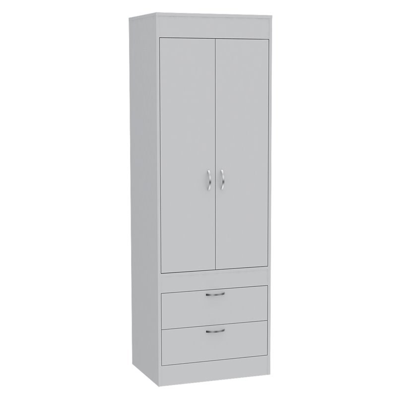 Bowery Hill Contemporary 2 Drawer 2 Door armoire in White