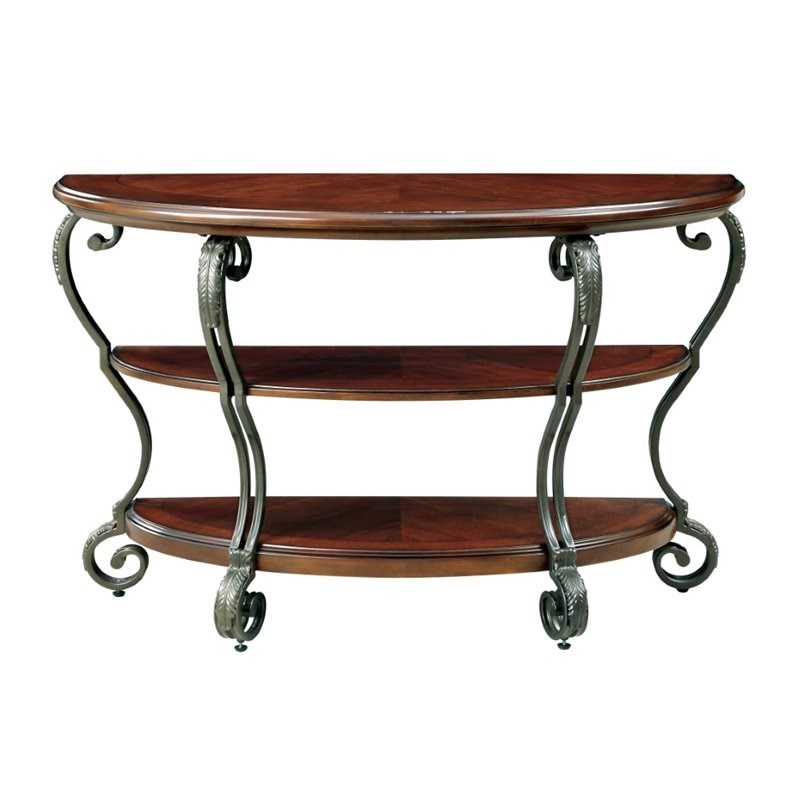 Bowery Hill Traditional Wood 2-Shelf Console Table Brown Cherry
