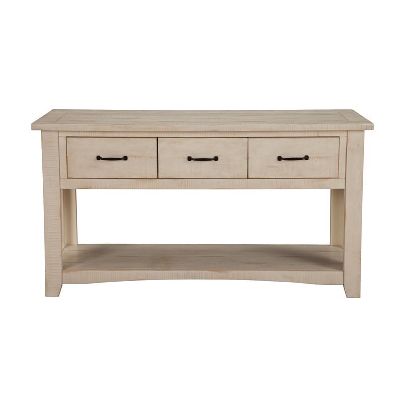 Bowery Hill Contemporary Rustic Collection Sofa Console Wood Table Antique White
