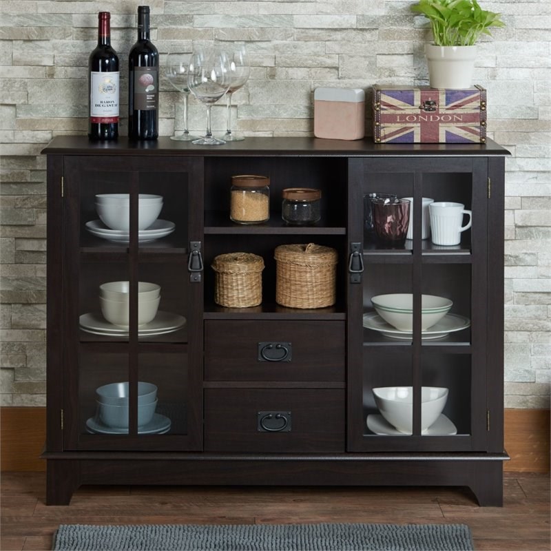 Bowery Hill Contemporary Two Drawer Sideboard in Espresso