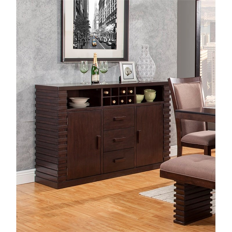 Bowery Hill Contemporary Wood Dining Sideboard in Dark Espresso