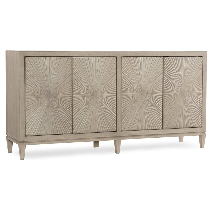 Bowery Hill Mid-Century 2 Drawer Wood Buffet in Gray Beige Finish