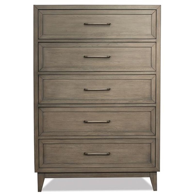 Bowery Hill Contemporary 5 Drawer Chest in Gray Wash