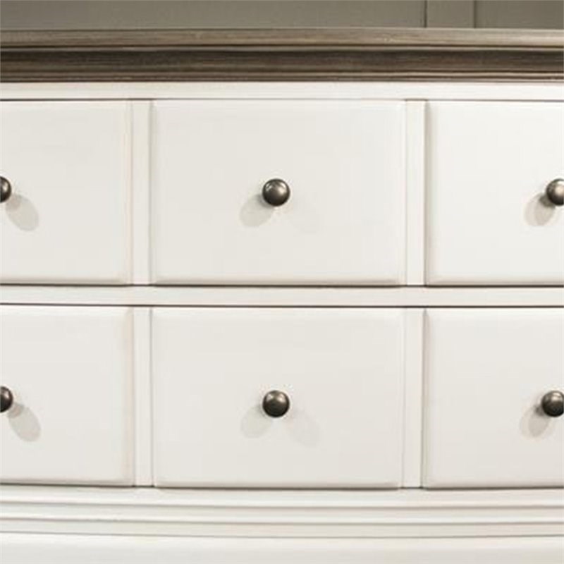 Bowery Hill Contemporary 5 Drawer Chest in Natural and Paperwhite
