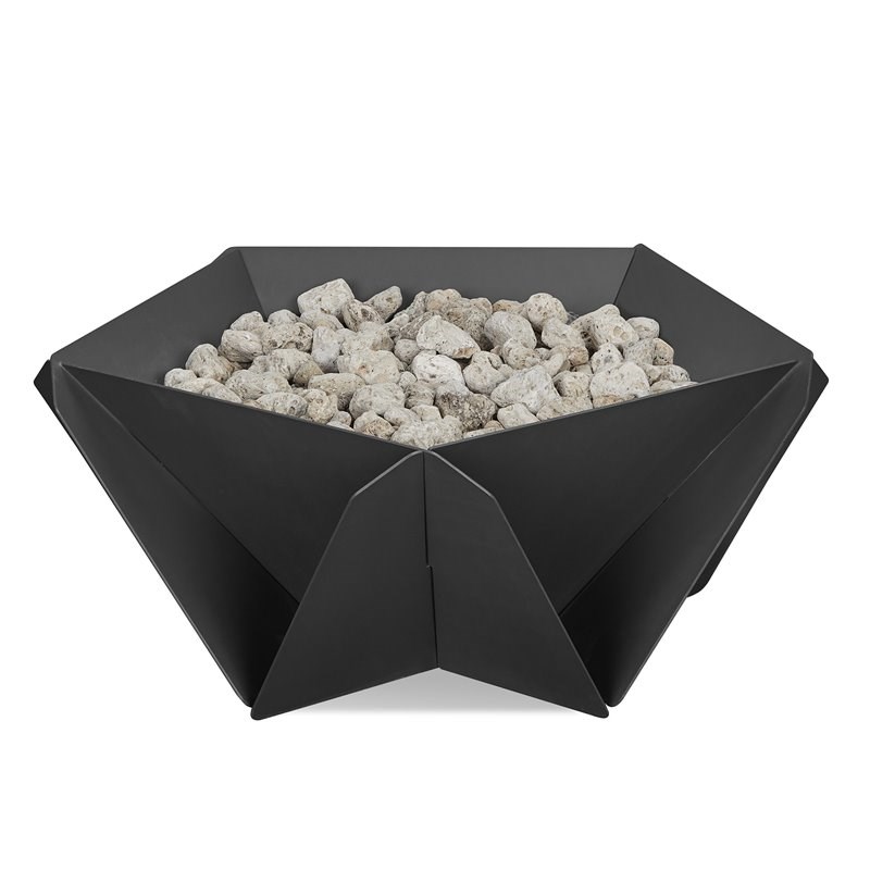 Bowery Hill Contemporary LP Metal Fire Bowl in Weathered Slate Gray
