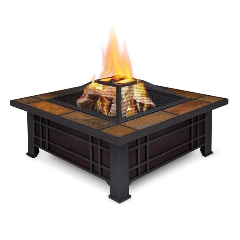 Bowery Hill Contemporary Fire Pit with Slate Tile Top