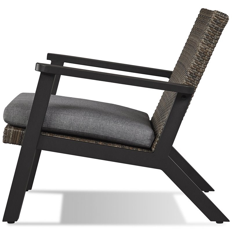 Bowery Hill Traditional Outdoor Patio Chair in Black (Set of 2)