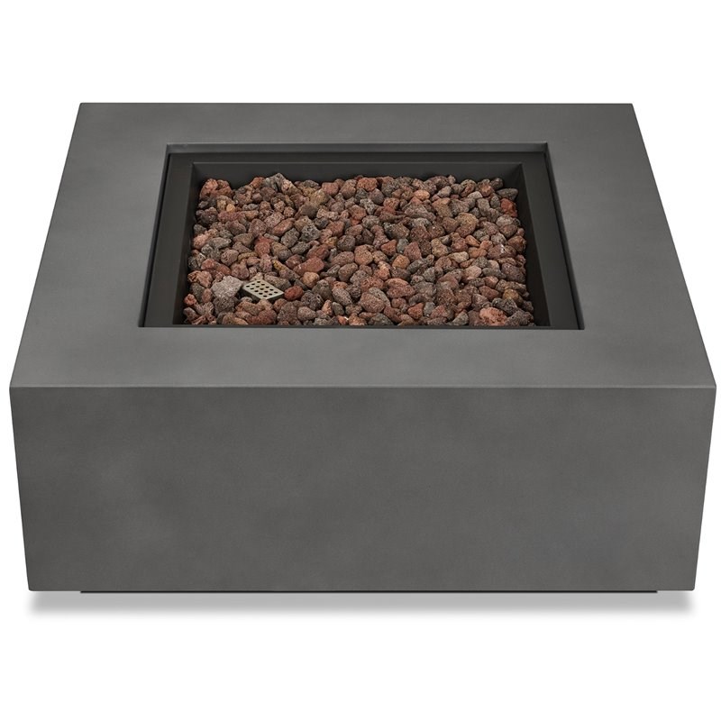 Bowery Hill Traditional Square Propane Fire Table with Conversion Kit in Slate