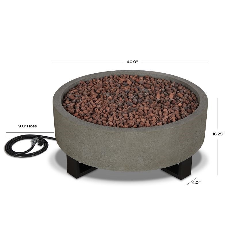 Bowery Hill Contemporary Propane Fire Bowl for Outdoors in Glacier Gray